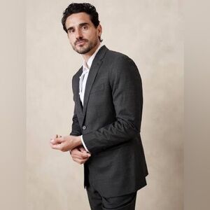 Banana Republic Tailored Slim Signature Italian Nailhead Suit Blazer Gray SZ 42S